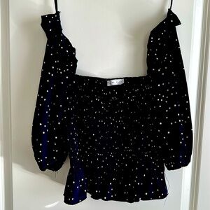Emory Park - Dark Blue and Star Print Top - Medium